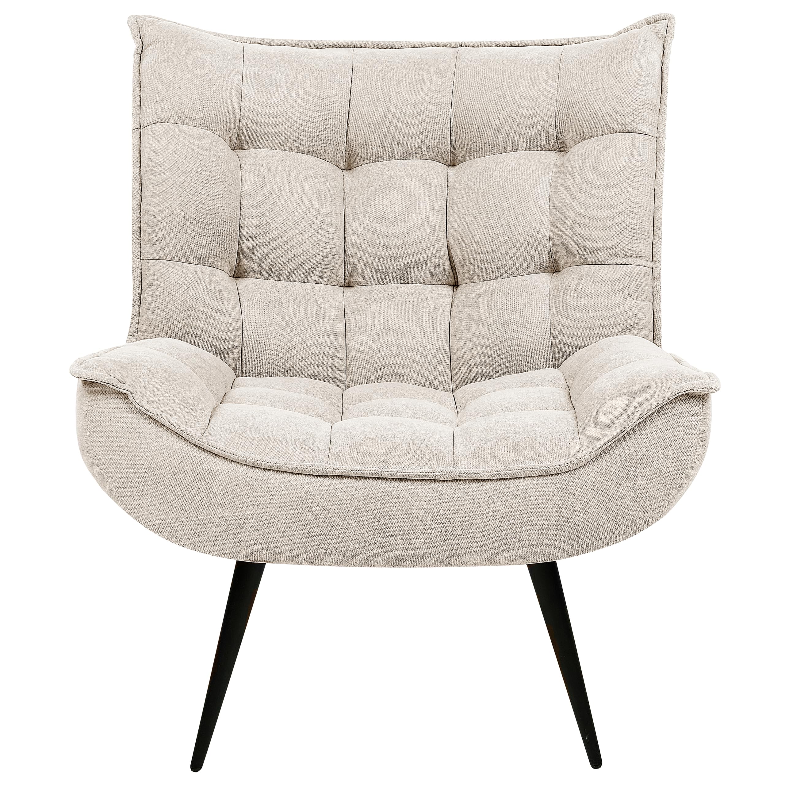 Beliani Sessel Stoff beige mit schwarzen Metallbeinen Dicker Polsterung Modern Alvesta