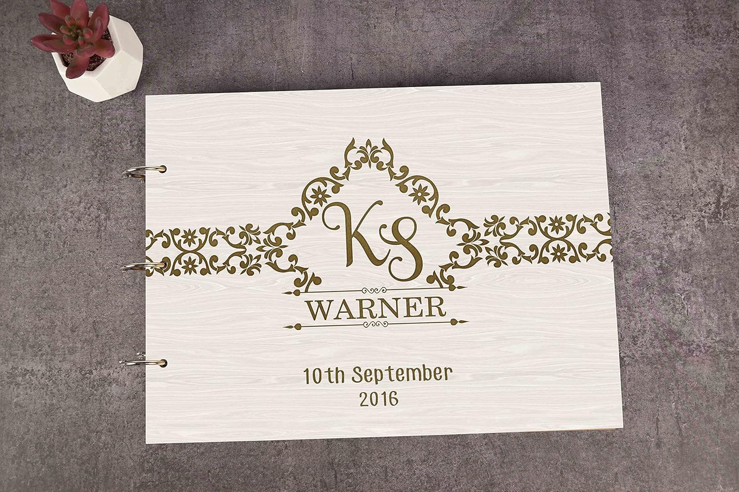 Darling Souvenir Personalized Engraved Laser Cut Wedding Guest Book Wooden Cover Sign-in Book Registry Guestbook Scrapbook-T6