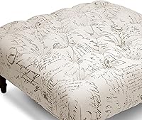 Vista 5 de Baxton Studio Keswick Script Print - Otomana moderna copetuda, color beige