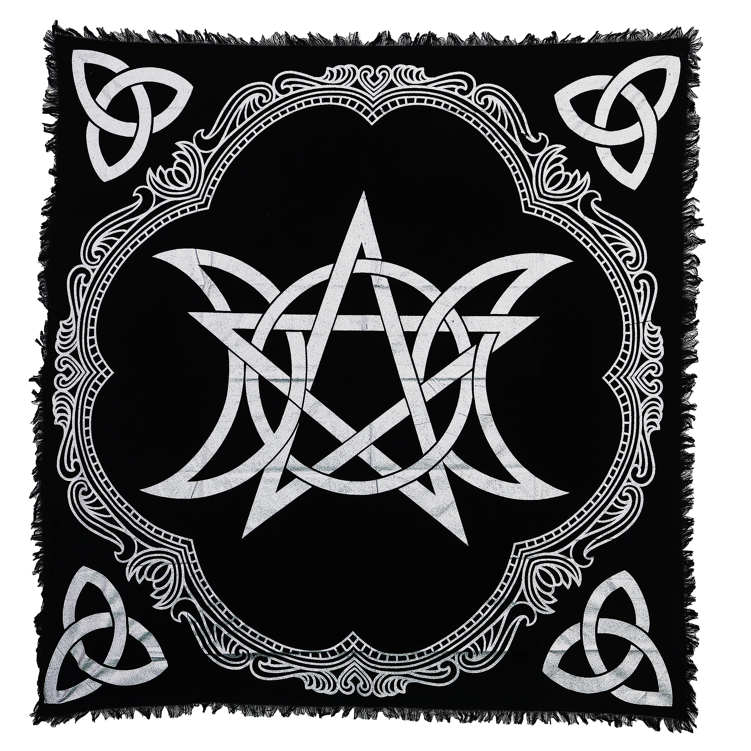Indian Consigners Altar Cloth Geometric Witchcraft Alter Tarot Spread Top Cloth Wiccan Square Spiritual 24 by 24 Sacred Cloth (Geometric Gold Silver)