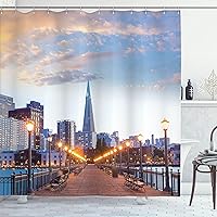 Vista 132 de Ambesonne Cortina para regadera náutica con palmeras