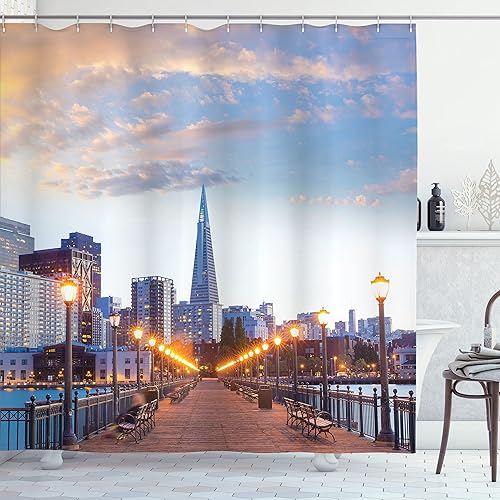 Miniatura 132 de Ambesonne Cortina para regadera náutica con palmeras