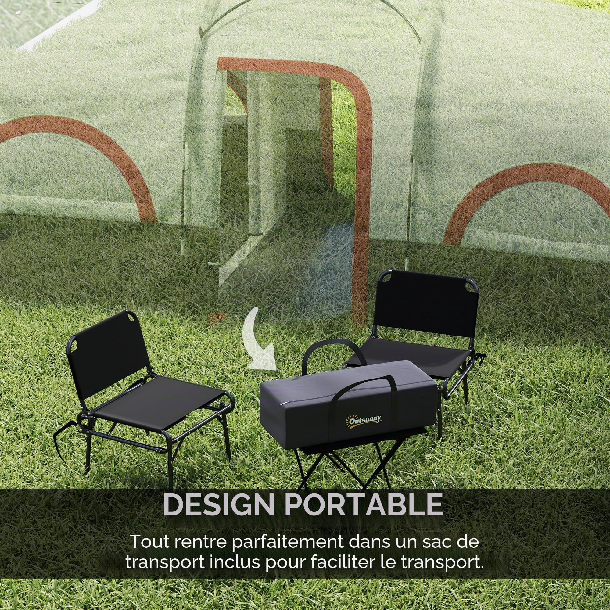 Outsunny Tente de camping familiale type tunnel pour 4-6 personnes imperméable 3000 mm Tente de camping pliable avec 2 chambres Sac pour randonnée 435 x 251 x 195 cm