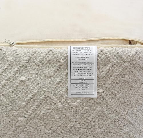 Miniatura 5 de COTTON CRAFT Diamond Dhurrie Puf  Puf otomano estampado  Puf cuadrado de algodón prellenado bohemio moderno y cómodo  16 x 16 pulgadas  Marfil