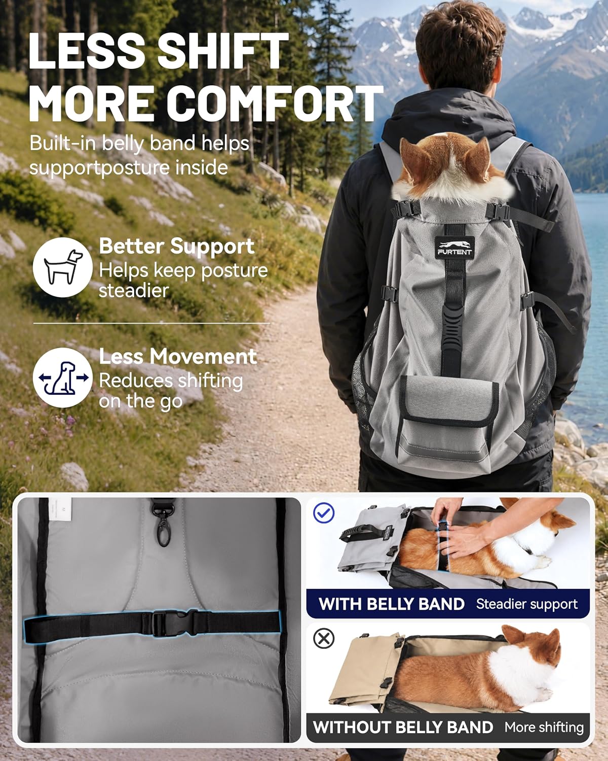 Dog Backpack for Small & Medium Dogs - Adjustable Pet Carrier for Travel & Hiking, Hands-Free Puppy Backpack with Storage Pockets, Breathable Mesh, Reflective Strips & Non-Slip Handle