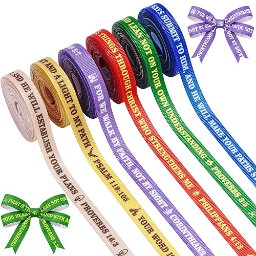 6 Rolls Scripture Ribbon Bible Verse Trim for Growth 3/8"
