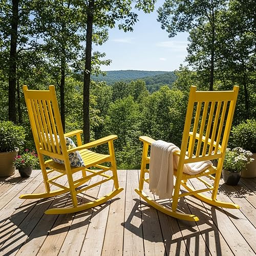 Vista 97 de Shine Company Inc. Silla mecedora para porche estilo Vermont, 4332WT, color blanco