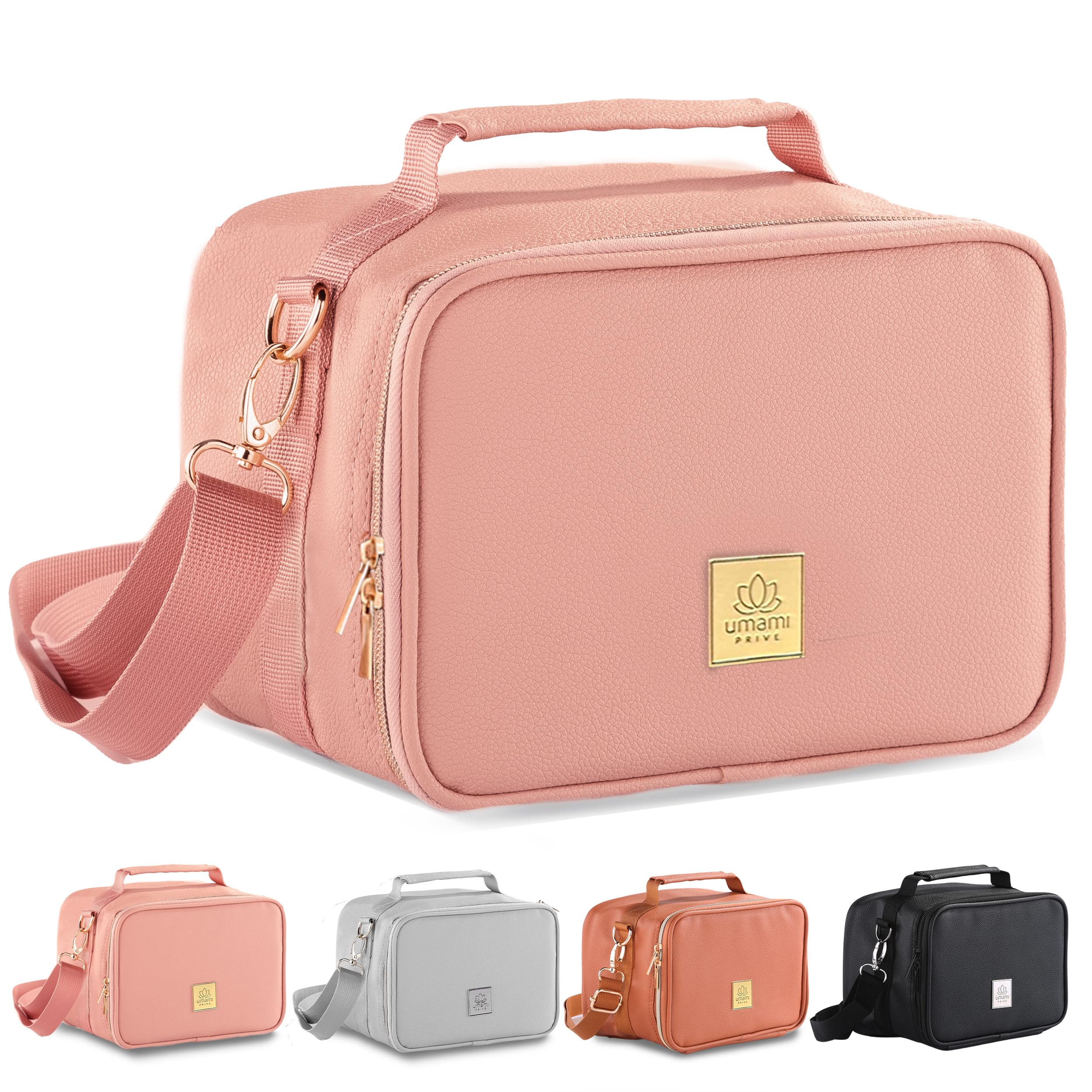 Femuar – Borsa Termica Per Pranzo Piccola – Portatile Con Tasca Frontale E Manico – Rosa Chiaro – Per Ufficio, Scuola, Lavoro - 2