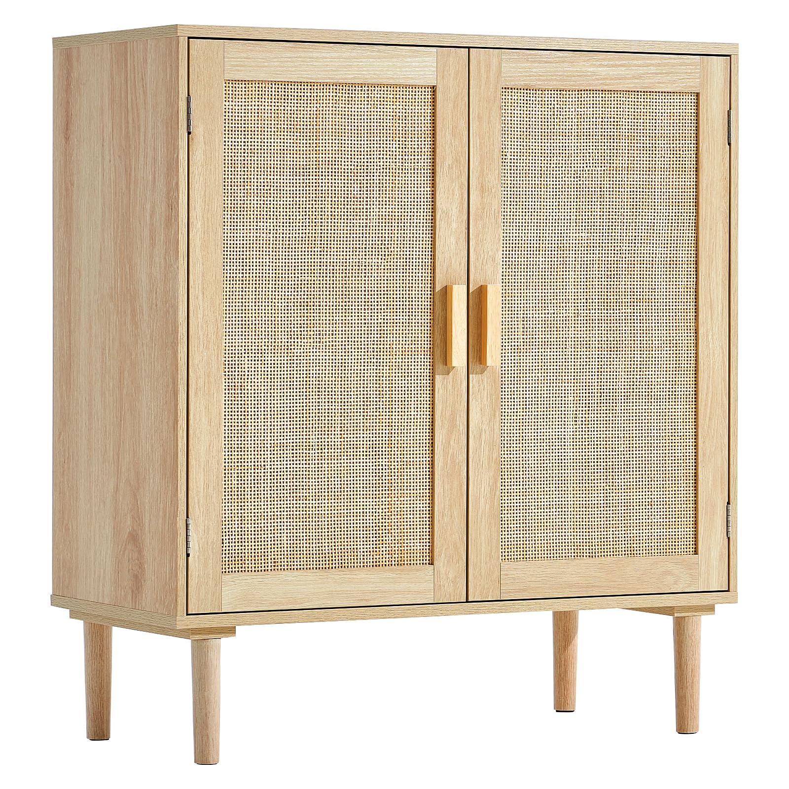 VEVOR Rattanschrank Rattankommode Aufbewahrungsschrank mit 2 magnetischen Türen & verstellbaren Regalen & Griffen, Sideboard-Buffetschrank für Flur Eingangsbereich Wohnzimmer Küche Flur