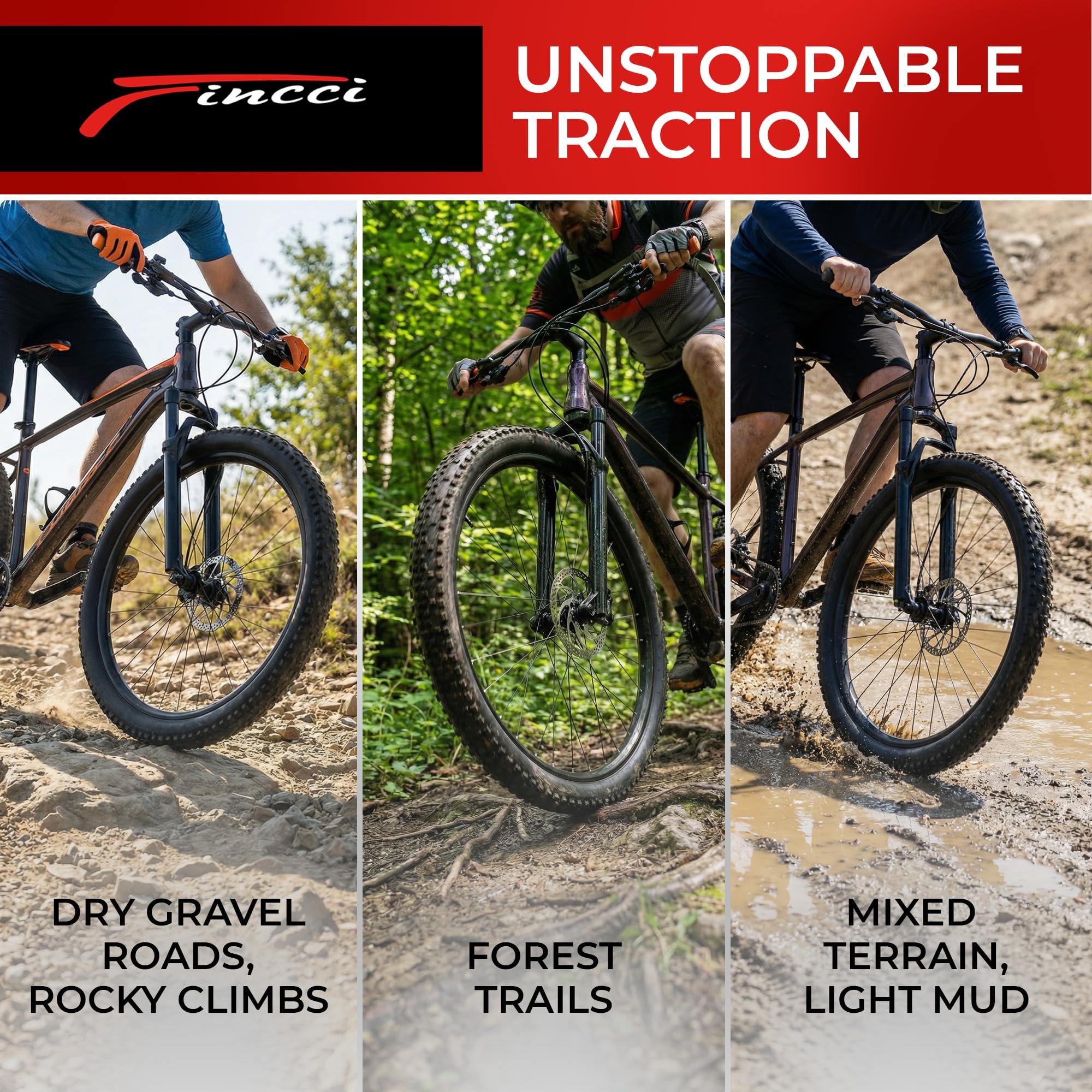 Fincci Trakon MTB 29 2.10 Pokrowce na rower MTB 29 Składane 54-622 2,5 mm Odporne na przebicie Nylon 27 TPI - Opona górska do rowerów elektrycznych, XC, Enduro i hybrydowych