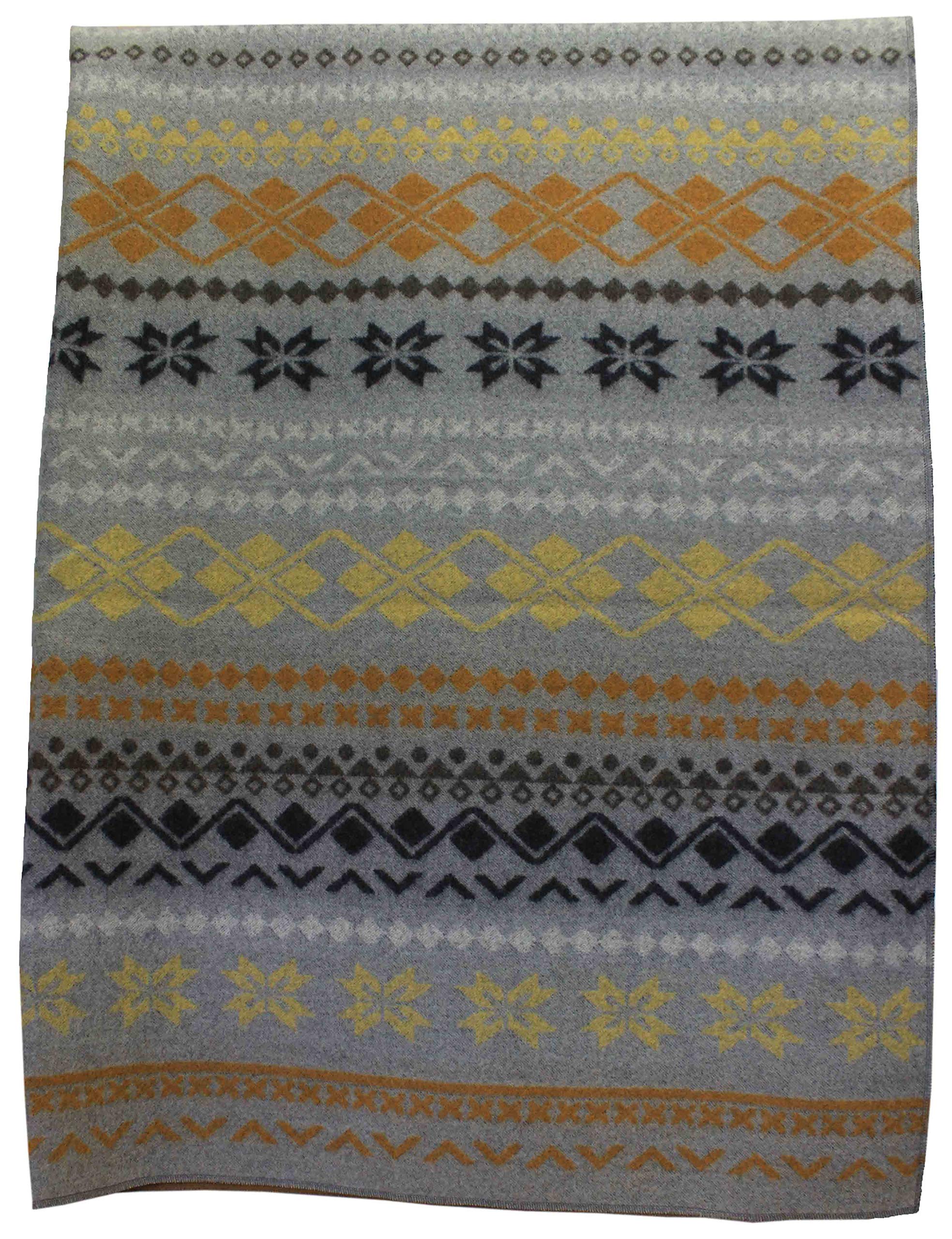 Plaid laine mérinos gris jaune pour des soirées cocooning au salon