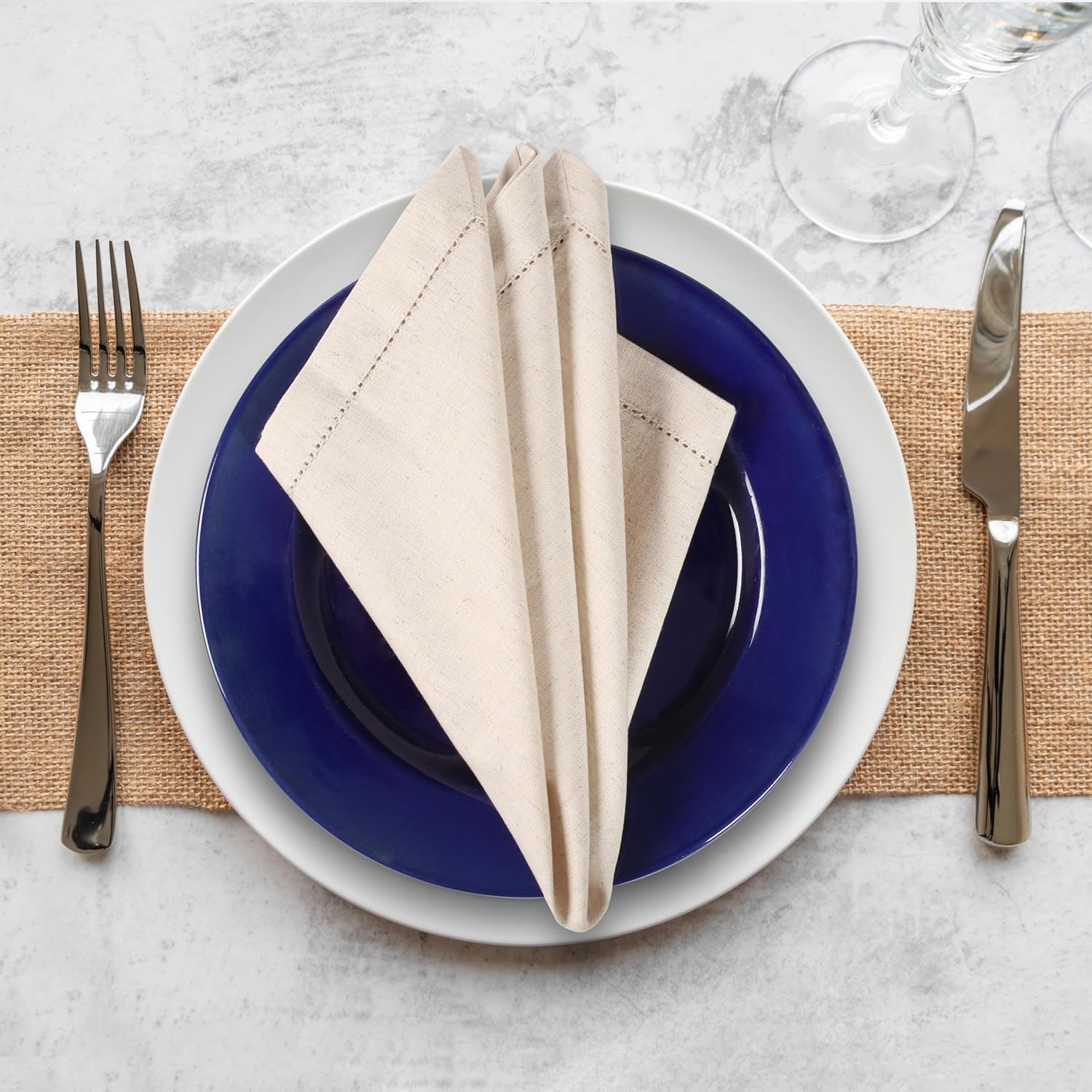 Napkins Everyday - Flex Linen Napkins Set of 12, 18x18 Inch Cocktail Cloth Washable, Hemmed Edges, Decorative Cotton Napkin for Dinner, Party, Tea, Weddings, Summer, Fall, Kitchen Table