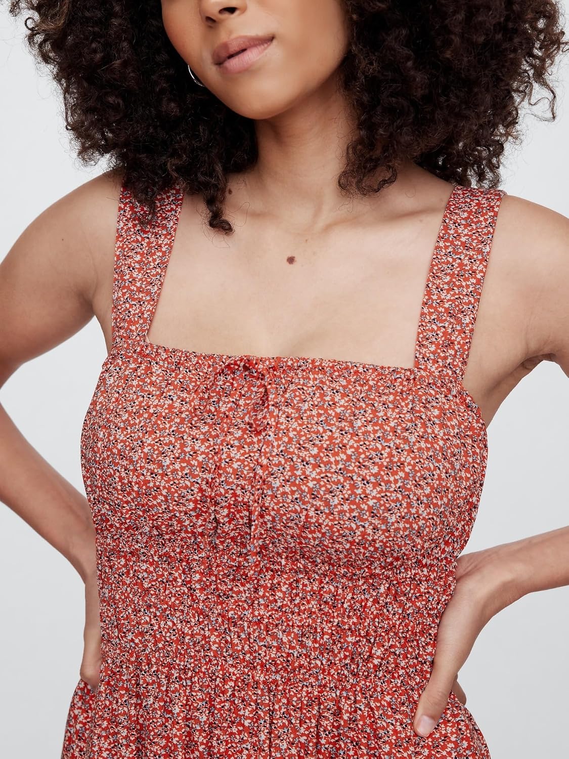 Gap Womens Tie-Front Smocked Mini Dress - Image 3