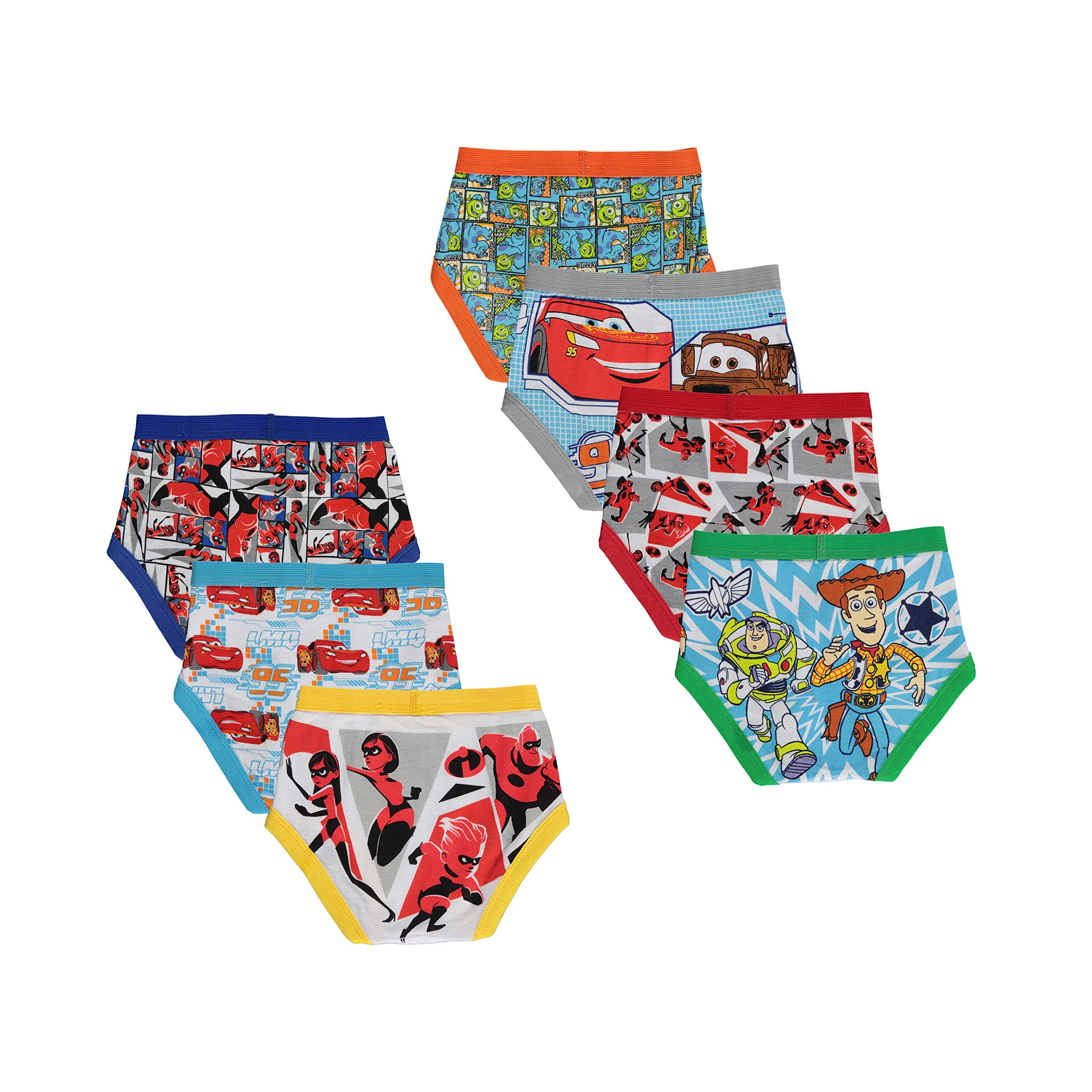 Disney Confezione da 7 Slip Pixar da Bambino, Multicolore, 4 Anni