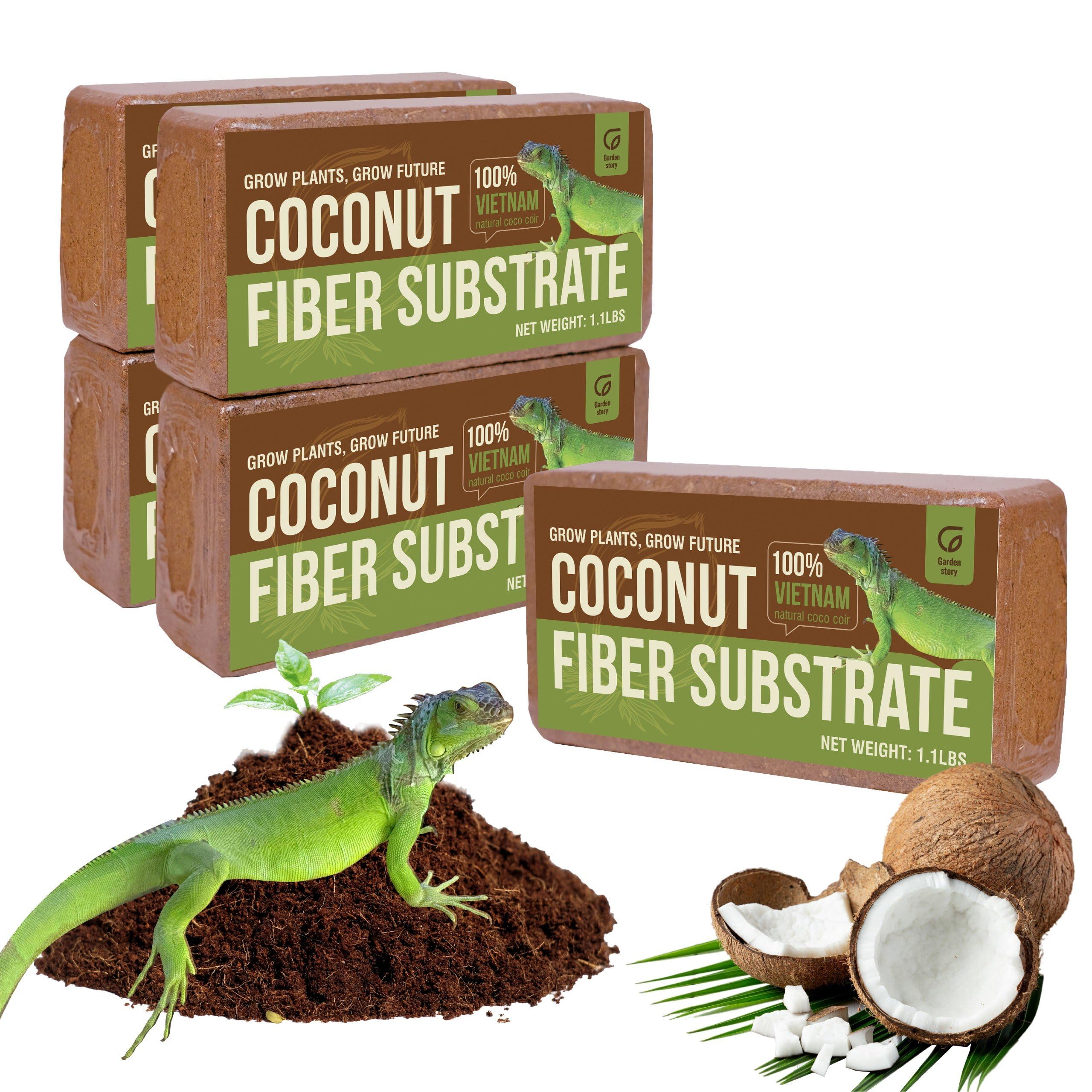 5Pcs (35 Quart) Coco Coir Brick for Reptiles, Reptile Bedding, Low EC & Balanced pH, Potting Soil, Seed Starting (5Pcs, 5.5, Lbs)