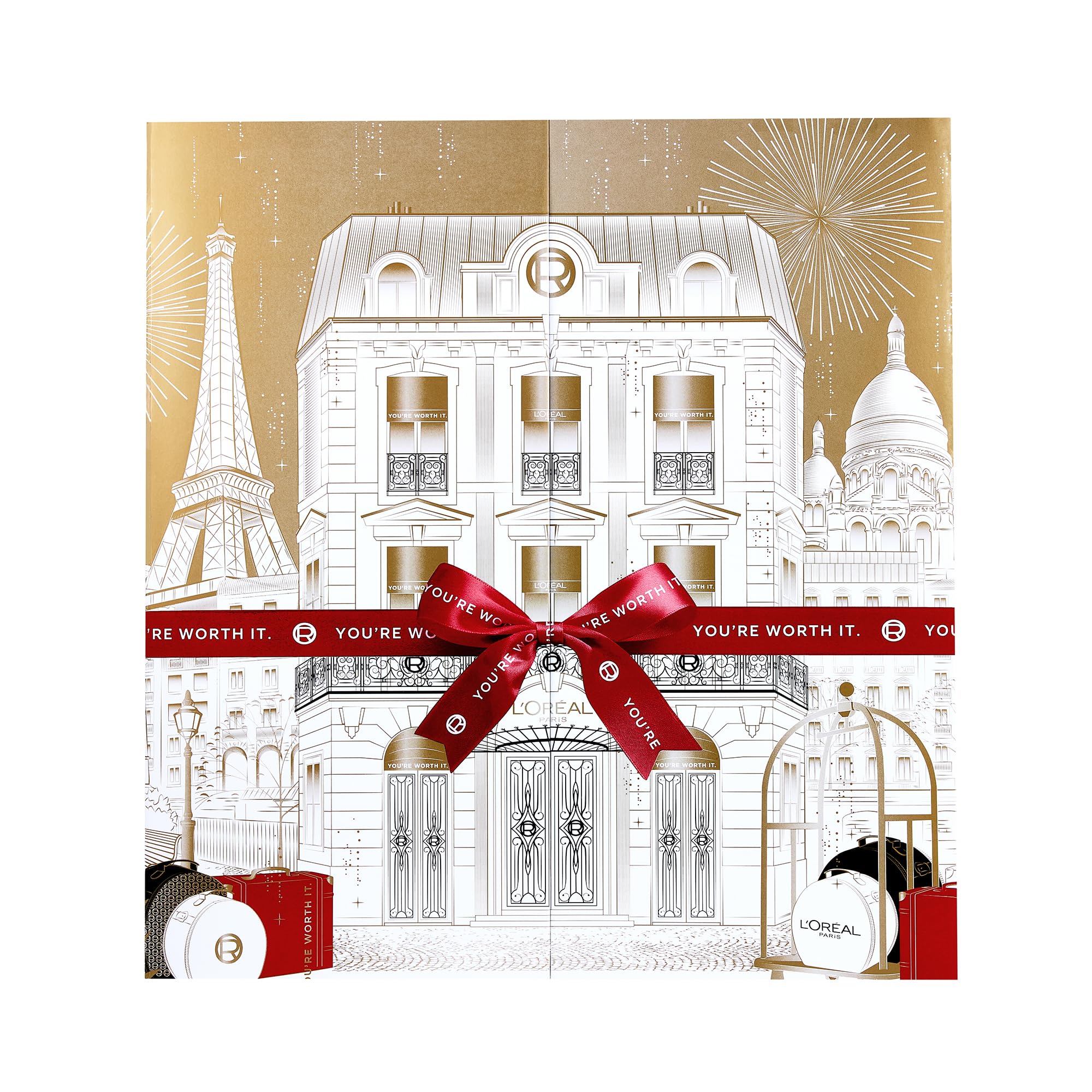 L'Oréal Paris 2025 24-Day Festive Beauty Advent Calendar Gift Set, Iconic Makeup, Skincare & Haircare Favourites, Giftset with Mascara, Lip Gloss, Lipstick, Skin & Hair Essentials, Worth Over £240