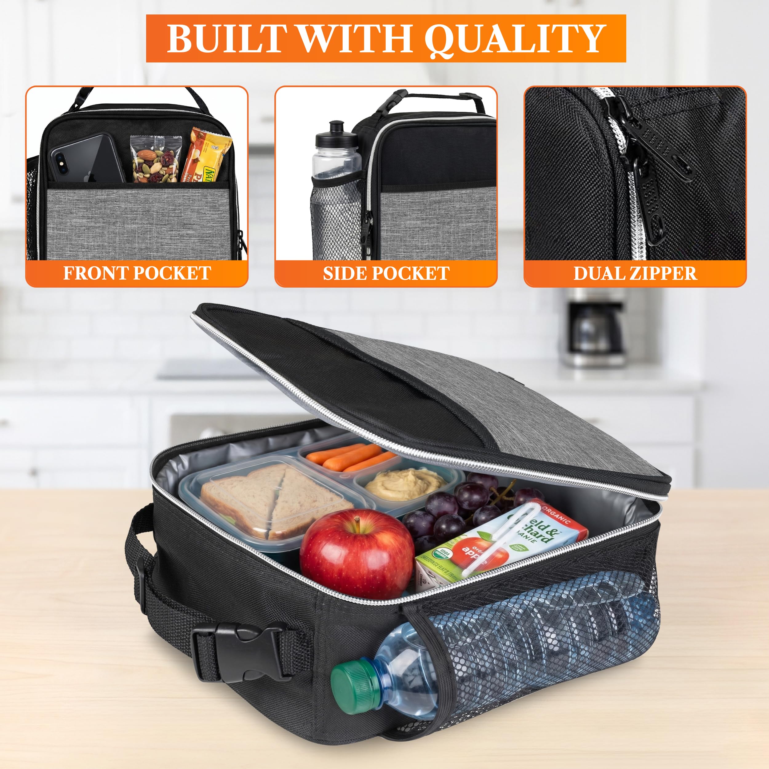 OPUX Boîte à déjeuner isotherme de qualité supérieure, sac à déjeuner souple pour enfants, garçons et filles, petit seau à déjeuner étanche pour homme et femme, réutilisable, compact pour bureau