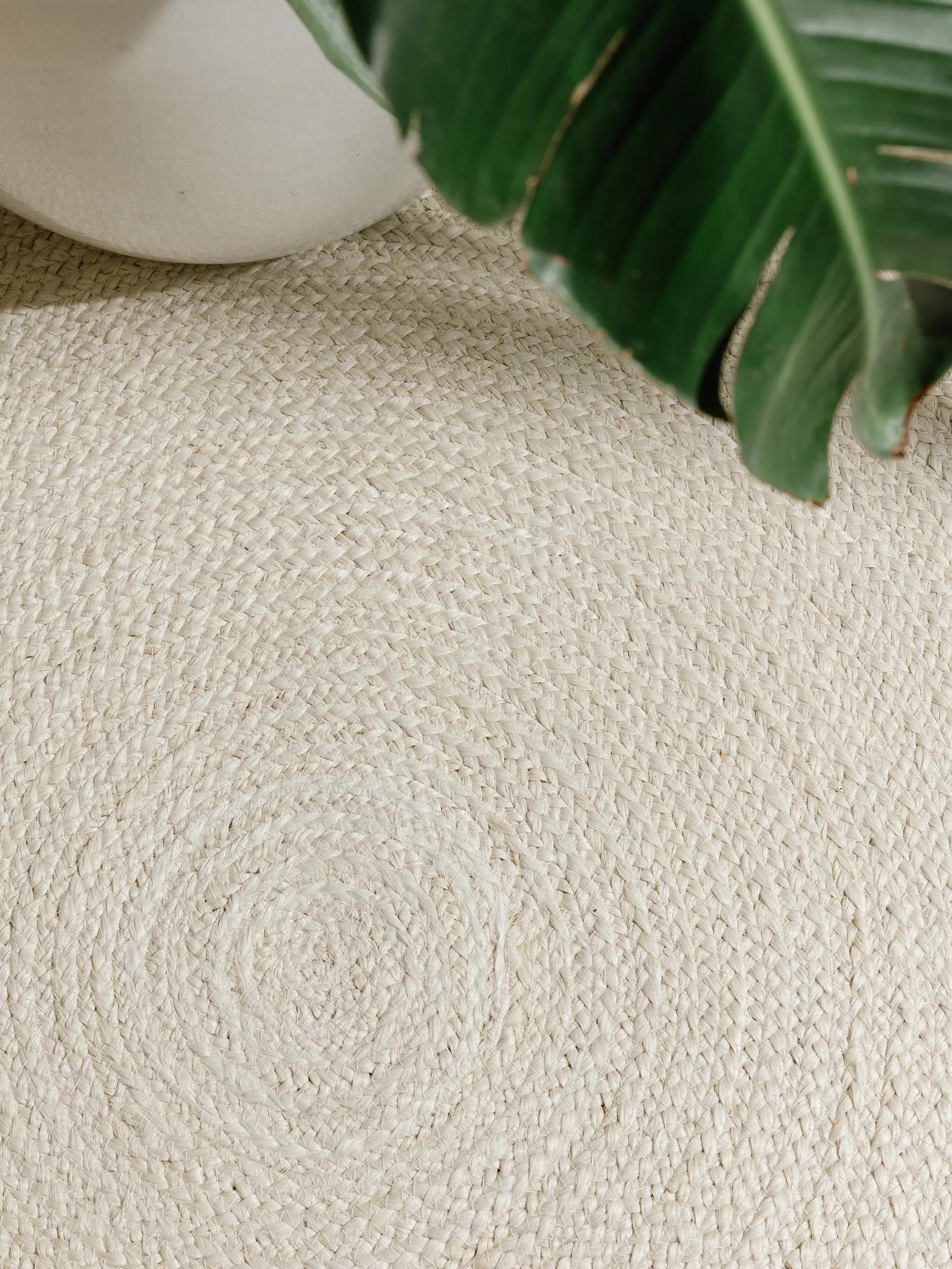 benuta Pure Tappeto Juta Jutta - Avorio Rotondo 80 cm - Tessuto a Mano per Camera da Letto, Salotto, Soggiorno - Design Boho - Adatto al Riscaldamento a Pavimento