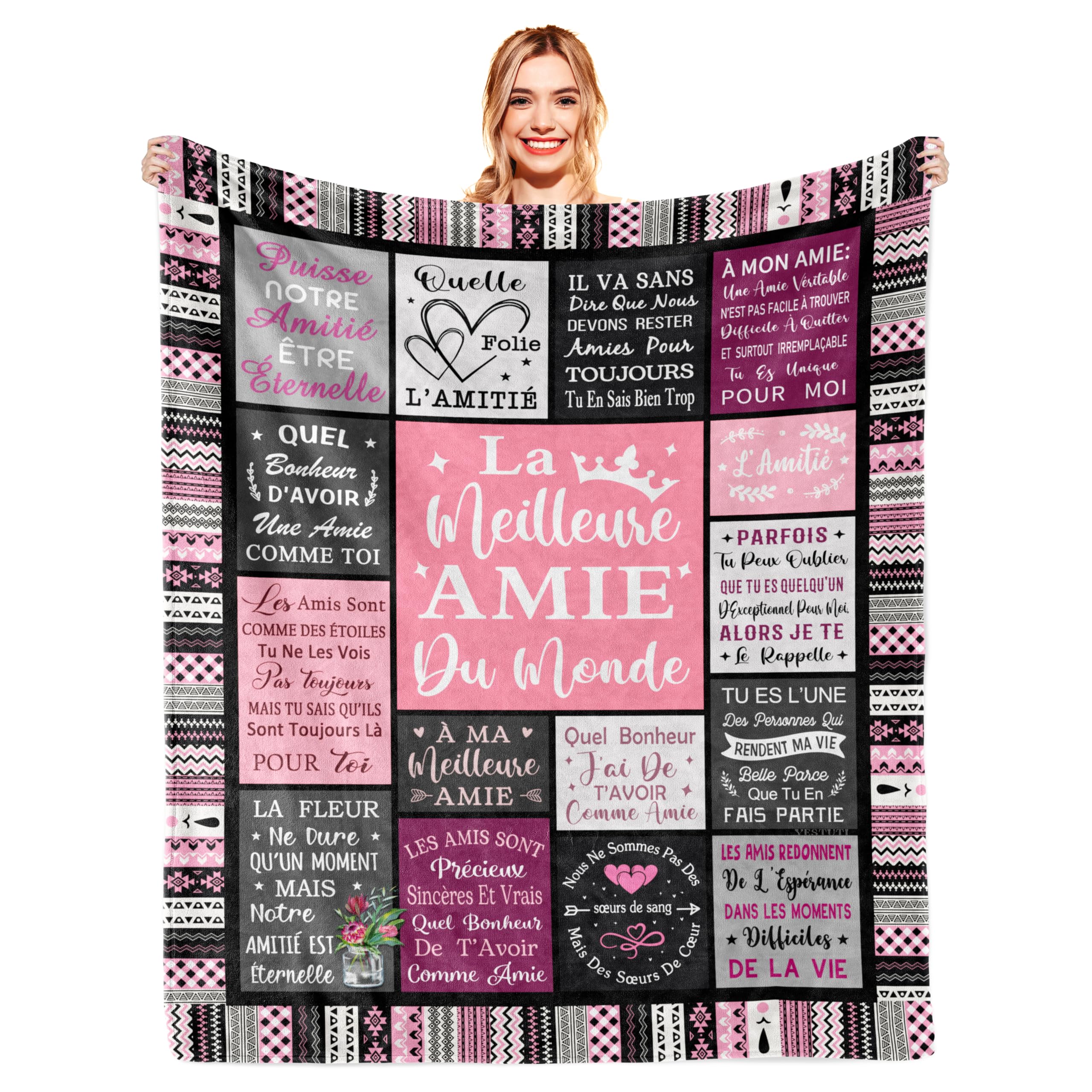 Cadeau Meilleure Amie, Cadeau pour Une Amie, Cadeau Copine Amitié, Idée Cadeau Amie Femme, Cadeaux/Cadeau Anniversaire Femme, Idee Cadeau Femme, Meilleure Amie Cadeau Couverture 150X130CM