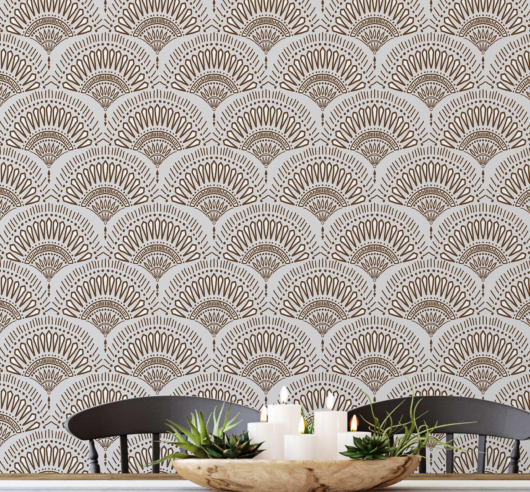 Papier peint fan burst mural sans colle rénovation grise S4Sassy