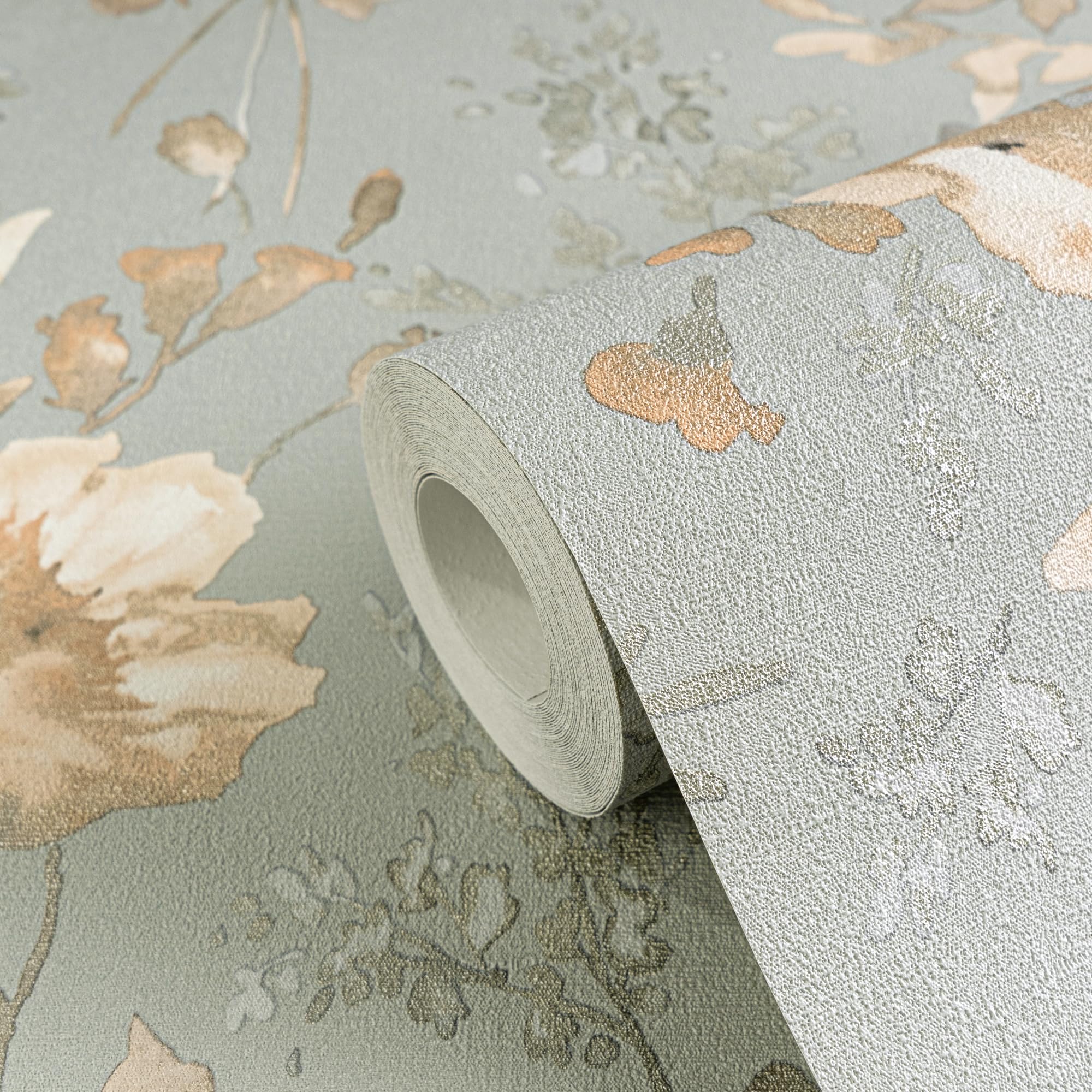 Livingwalls carta da parati TNT con motivo floreale in blu, grigio e rosa – Carta da parati floreale romantica 10,05 m x 0,53 m di COSMOPOLITAN – 790616
