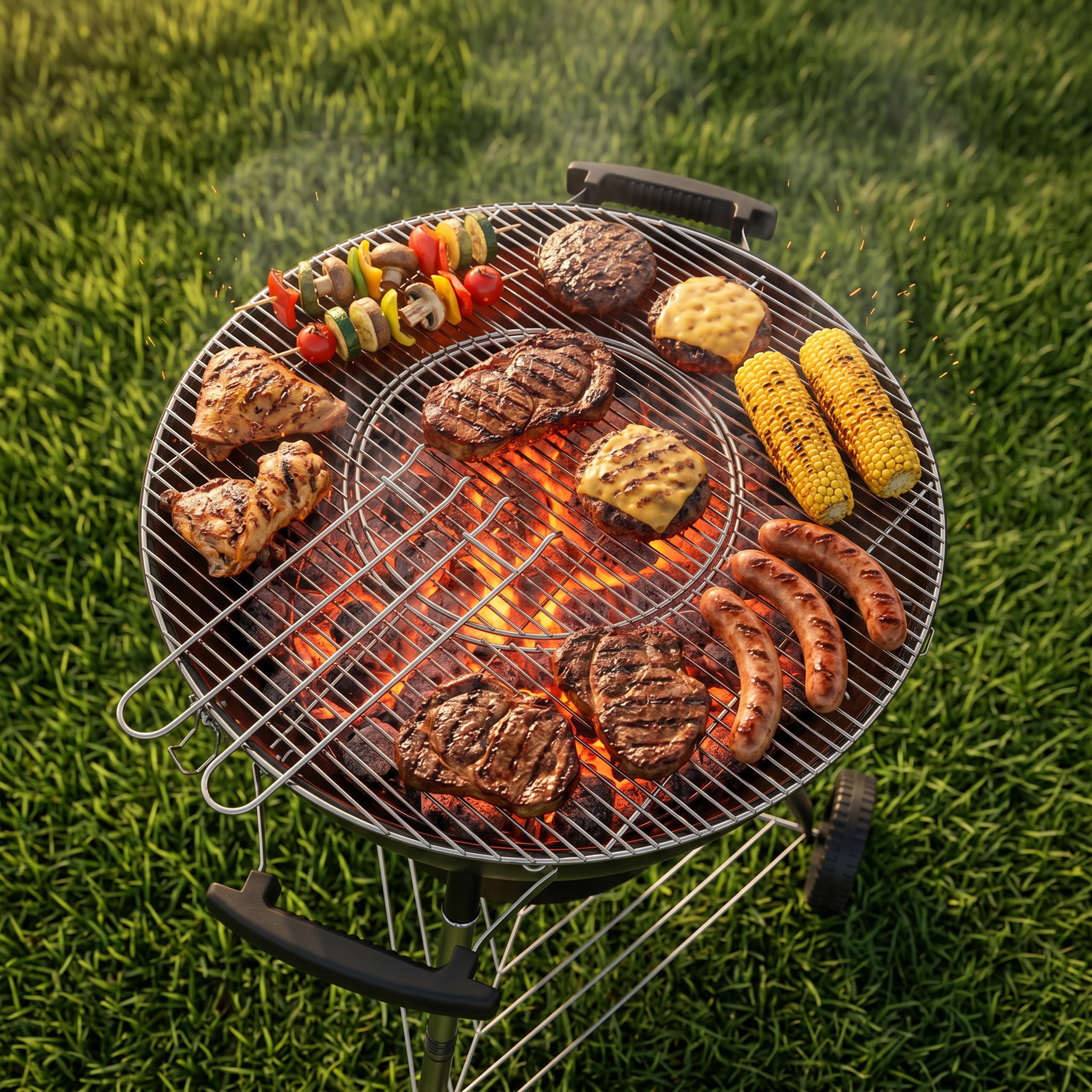 GREGMAN Roast 60 Barbecue Électrique & Charbon 5 kW | Gril Hybride Extérieur avec Couvercle | Thermostat | Ventilation | Moins de Fumée | Facile à Nettoyer | Terrasse Jardin Balcon