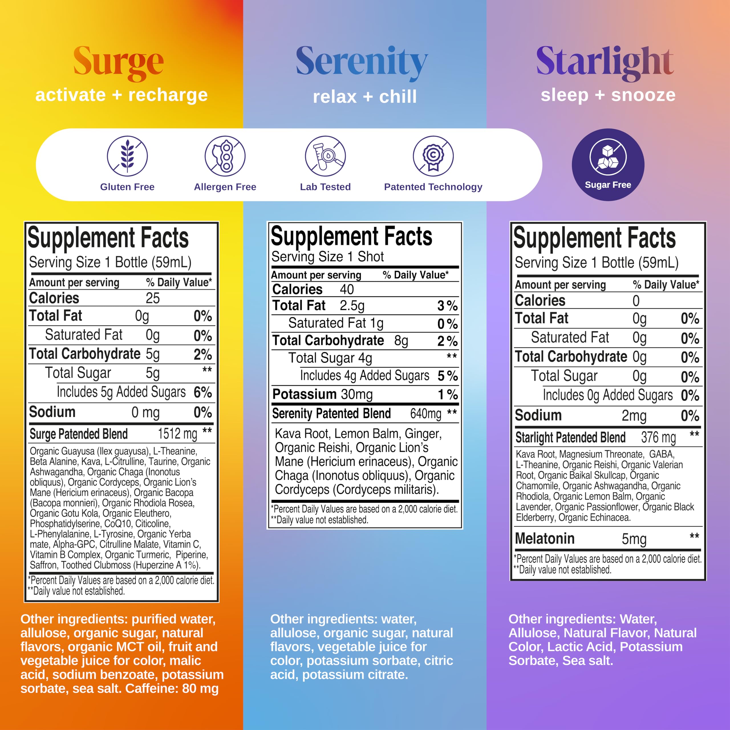 SAGA Functional Shot Variety Pack | Organic Nootropic Drink with Mushrooms, Yerba Mate, CoQ10, Kava, & Valerian Root, Alpha GPC, Melatonin | Energy, Relaxation, Sleep | 2oz Plant-Based Shots (6-Pack) — Amazon image 7