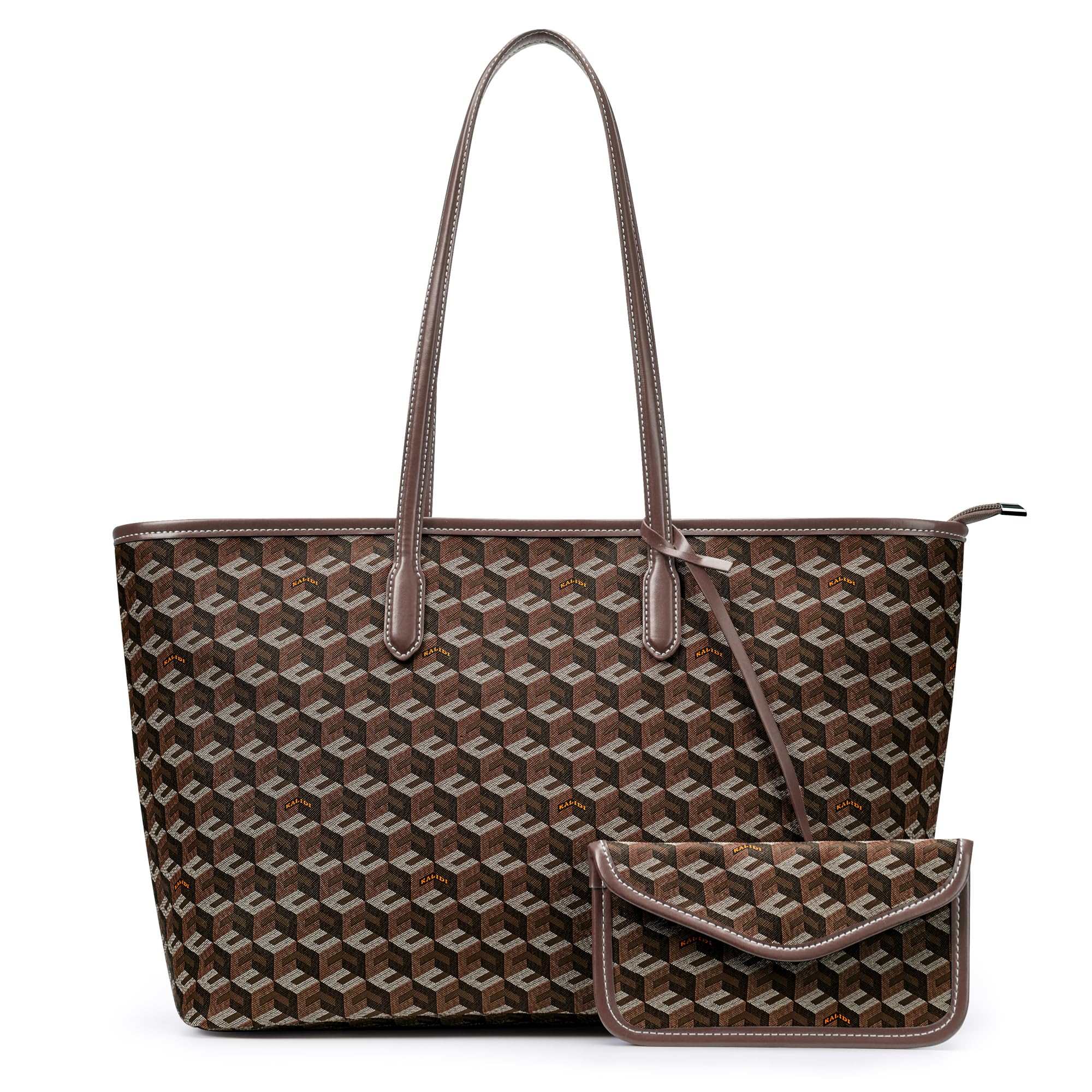 KALIDI 3D Cube Tote Bag Cubic Garden Monogram Print Leather Women Weekender Bag Shopper Handbags Purses with Top Handle