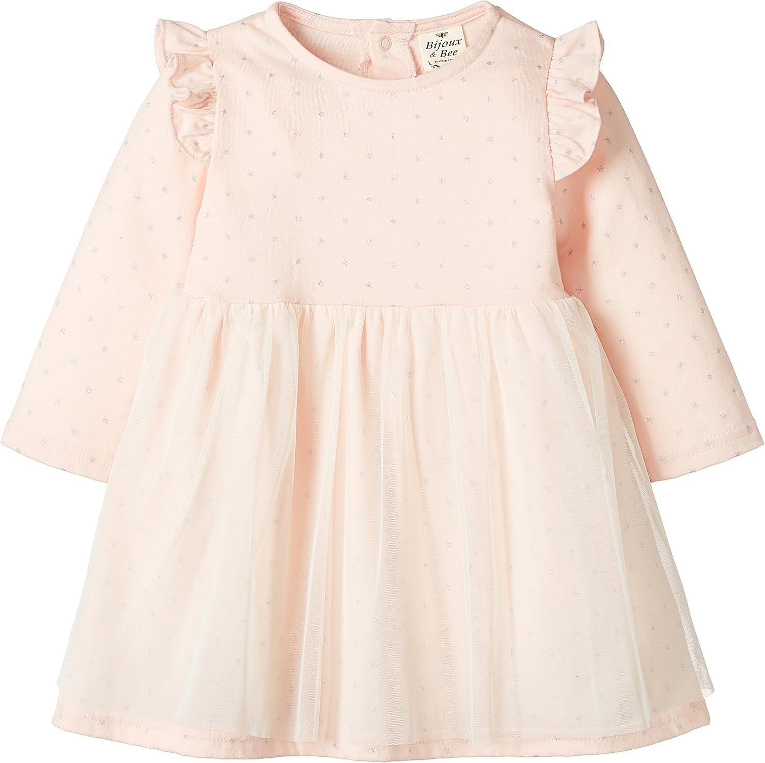 Bijouxbee ビジューアンドビー 星プリントオーガニックコットンワンピース ピンク M 日本製 オーガニックコットン100 ブランド激安セール会場 t Ogw01 70 80cm