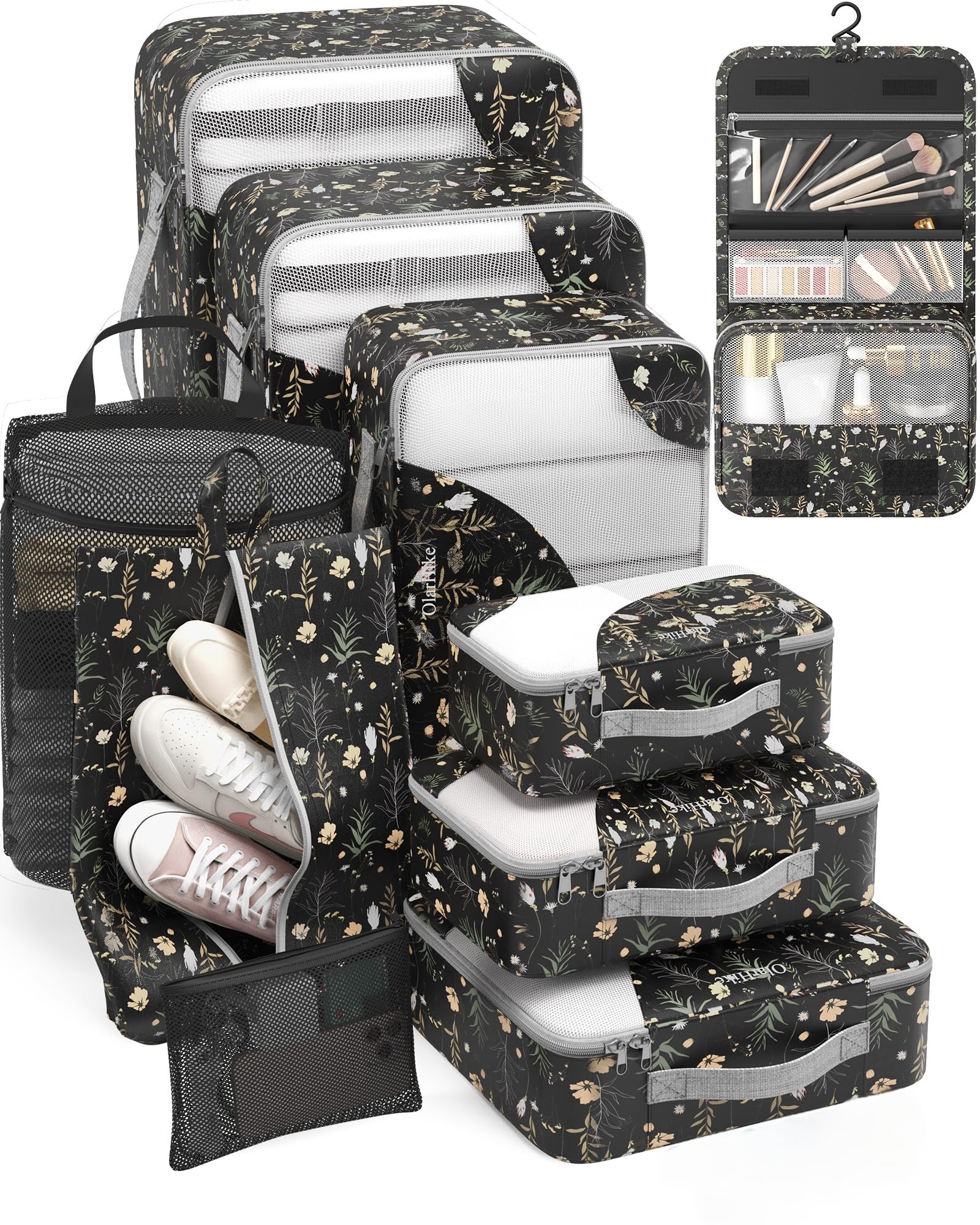 ALL INCLUDED 10 Set Durable Packing Cubes for Suitcases,OlarHike Essentials for Travel,UPGRADED Anti-Tear Stitching, NEW Improved Luggage Packing