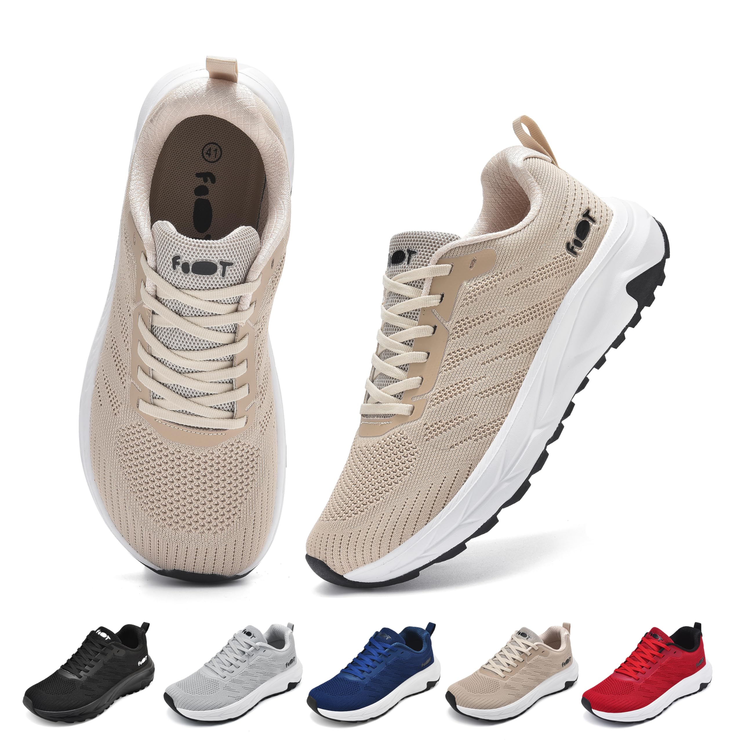 Wizshoe Laufschuhe Damen Herren Breite Zehenbox Gedämpft Atmungsaktiv 37-47 | Dicke EVA-Dämpfung und atmungsaktives Mesh für maximalen Komfort beim Laufen oder im Alltag