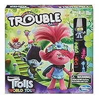 Trouble: DreamWorks Trolls World Tour Edition Board Game for Kids Ages 5 and Up; Includes Tiny Diamond Figure with Hair, M...