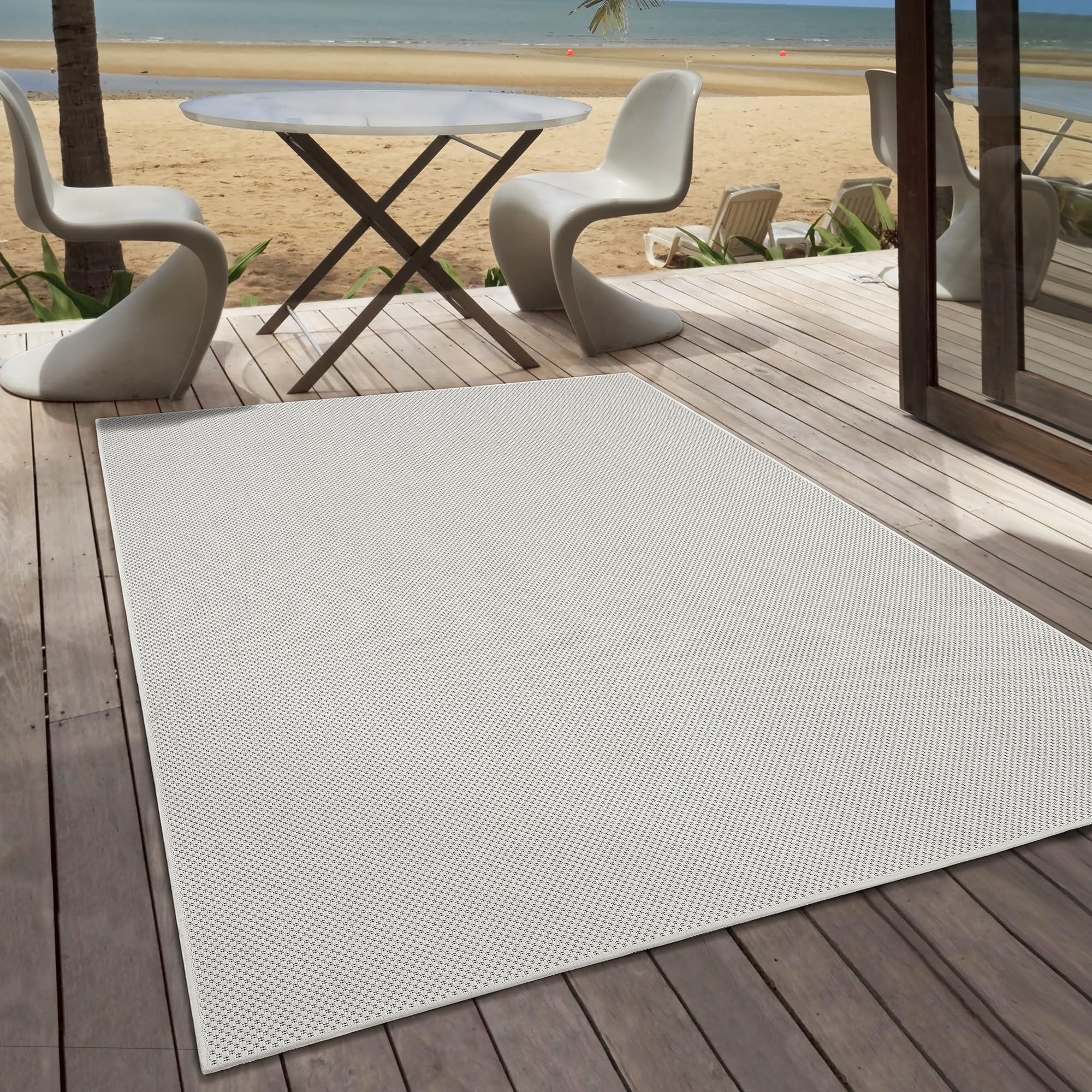Mia's Teppiche Adela Tapis d'intérieur et d'extérieur à Tissage Plat résistant aux UV et aux intempéries