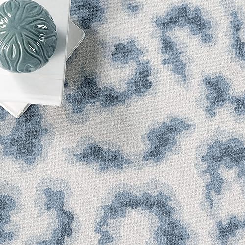 Miniatura 11 de nuLOOM Mason - Alfombra ultrafina lavable a máquina, con estampado de leopardo contemporáneo, 2 x 3 pies, color azul