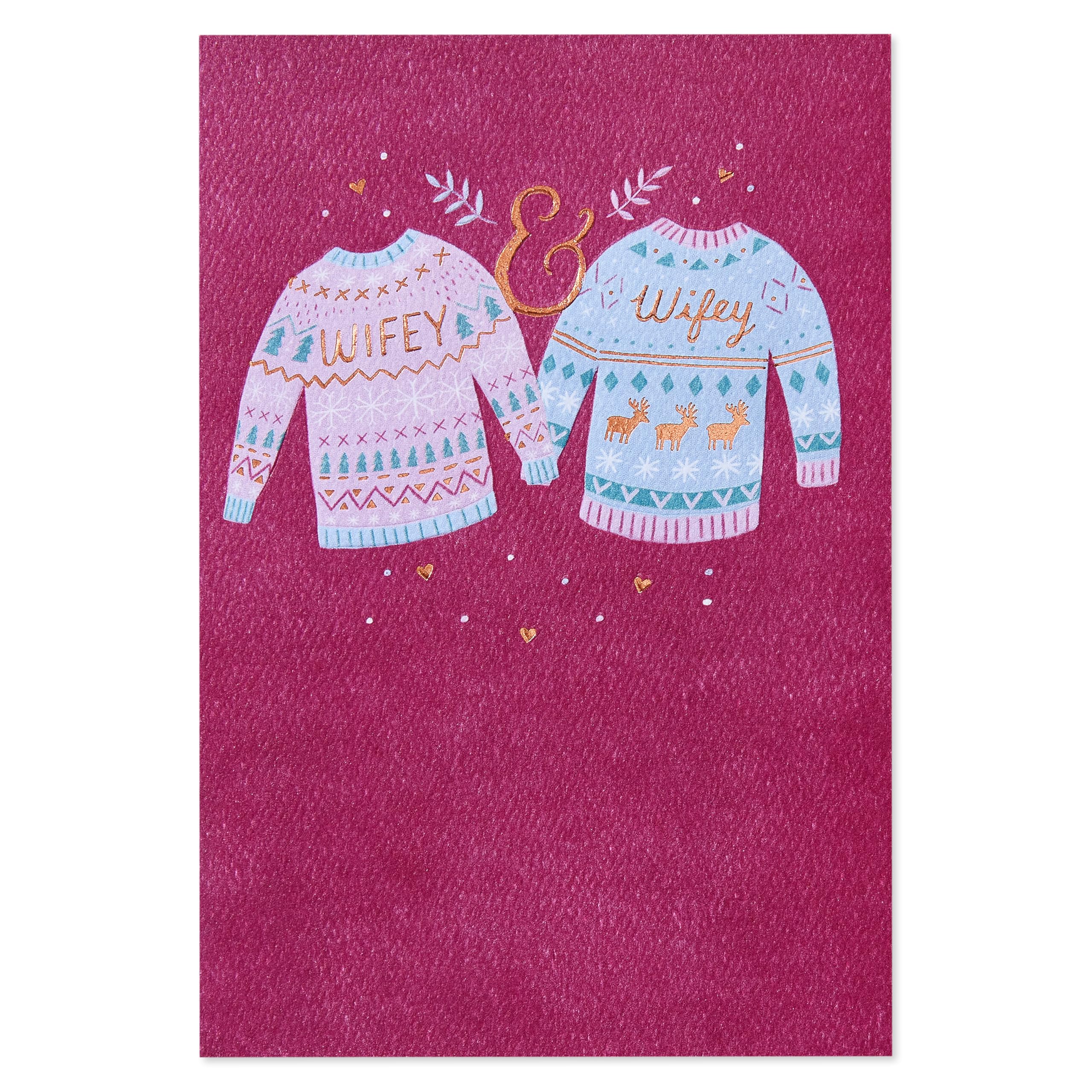 American Greetings Christmas Card from Wife to Wife (Everything I Ever Wanted), Christmas Sweaters, 5x7 inches - Image 4