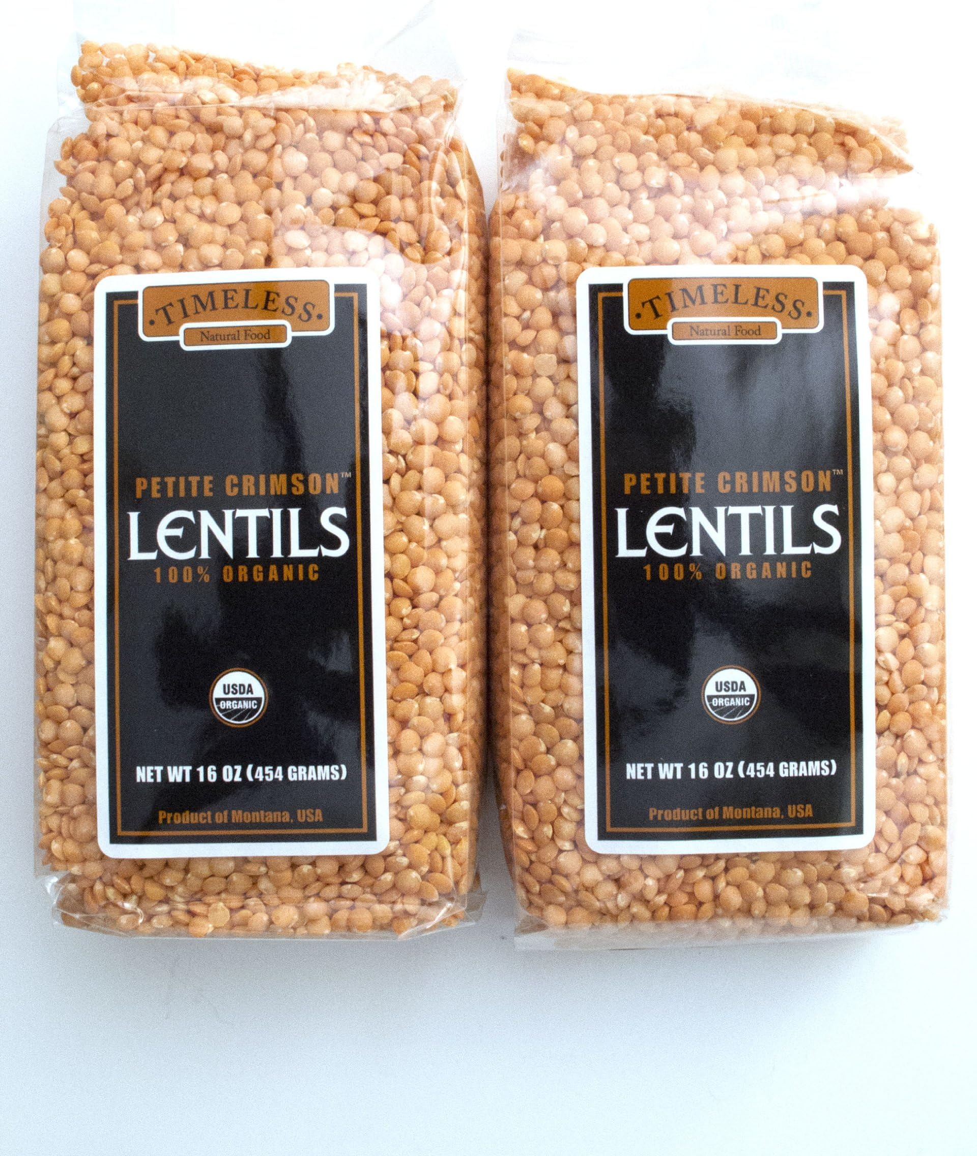 Certified 100% Organic Petite Crimson Lentils Montana Pack of 2 454 g 16 oz eachUSDA Organic