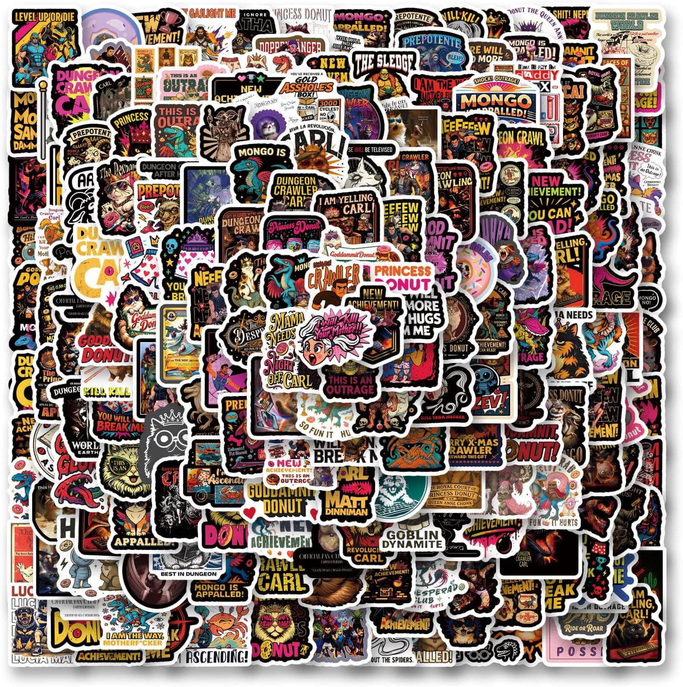 200 PCS Dungeon Crawler Carl Stickers Aesthetic Waterproof Vinyl Sticker for Water Bottle Laptop Phone Scrapbooking Journaling for Party Supply Favor Decor image 2