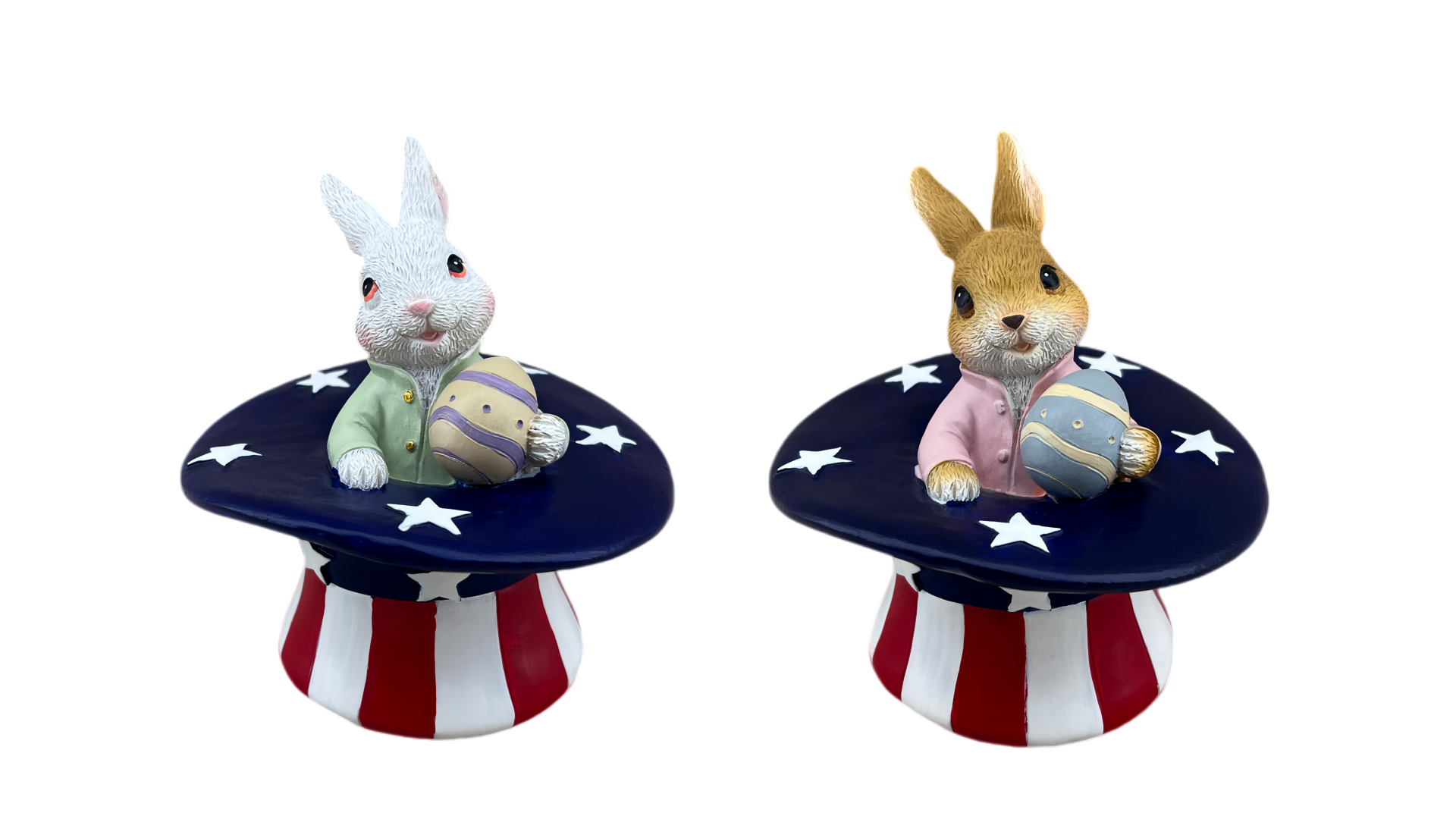 Estatua conejito de Pascua sombrero de mago en resina miniatura 7