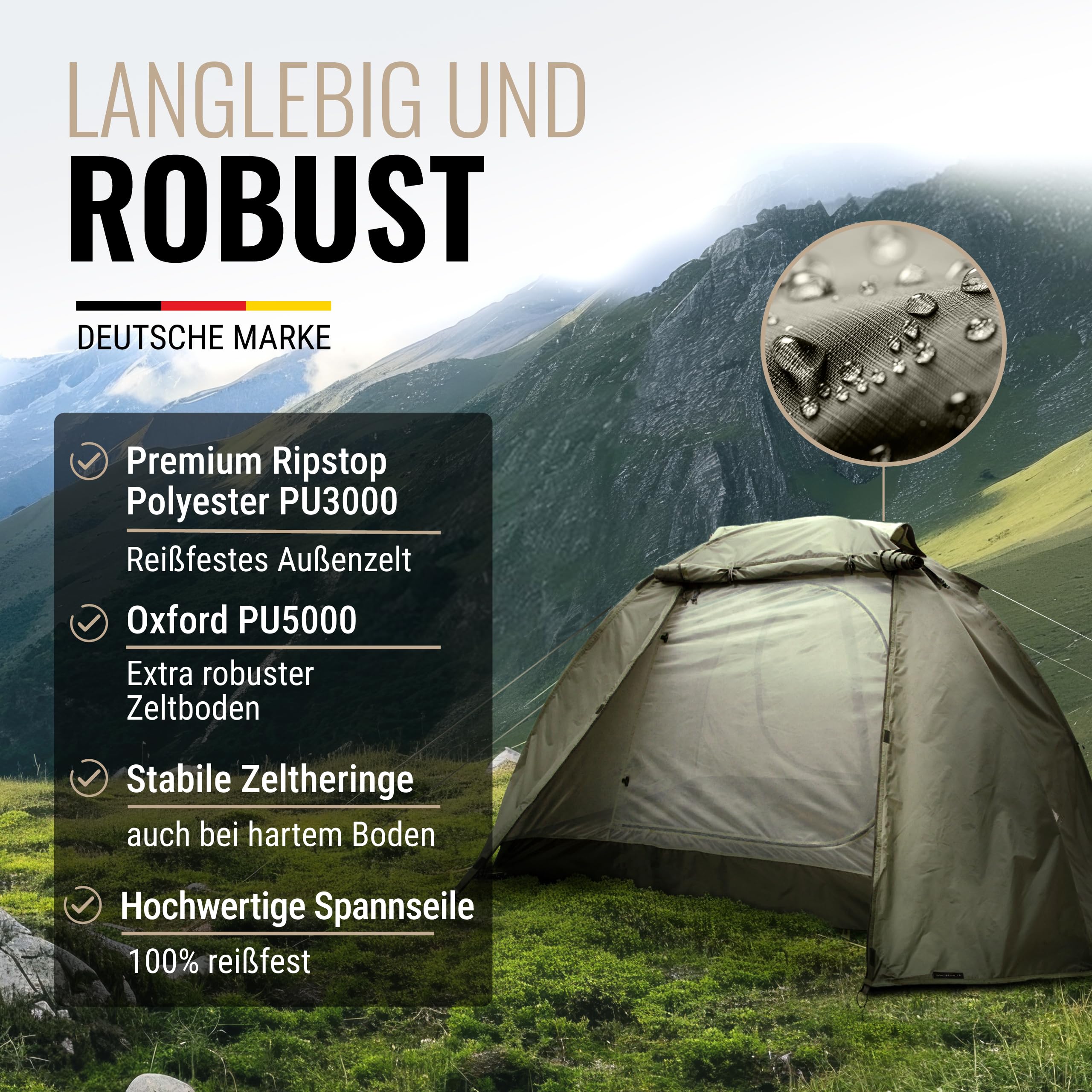WANDERFALKE® Tenda impermeabile per 2 persone, ultraleggera e ingombro ridotto, montaggio rapido – Tenda da esterno per campeggio, trekking, ciclismo, pesca, festival UVM. - Perfetto per giornate