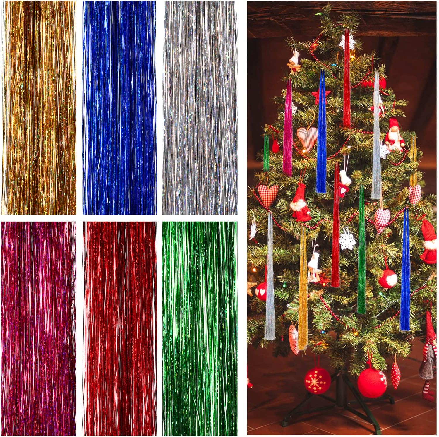 9000 Strands Christmas Tree Icicle Tinsel Strands Xmas Tree