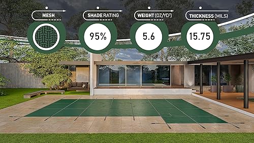 Vista 29 de WaterWarden Cubierta de seguridad sólida para alberca enterrada, cumple F1346 de la ASTM según UL, triple costura, con accesorios, 16 x 40 pies