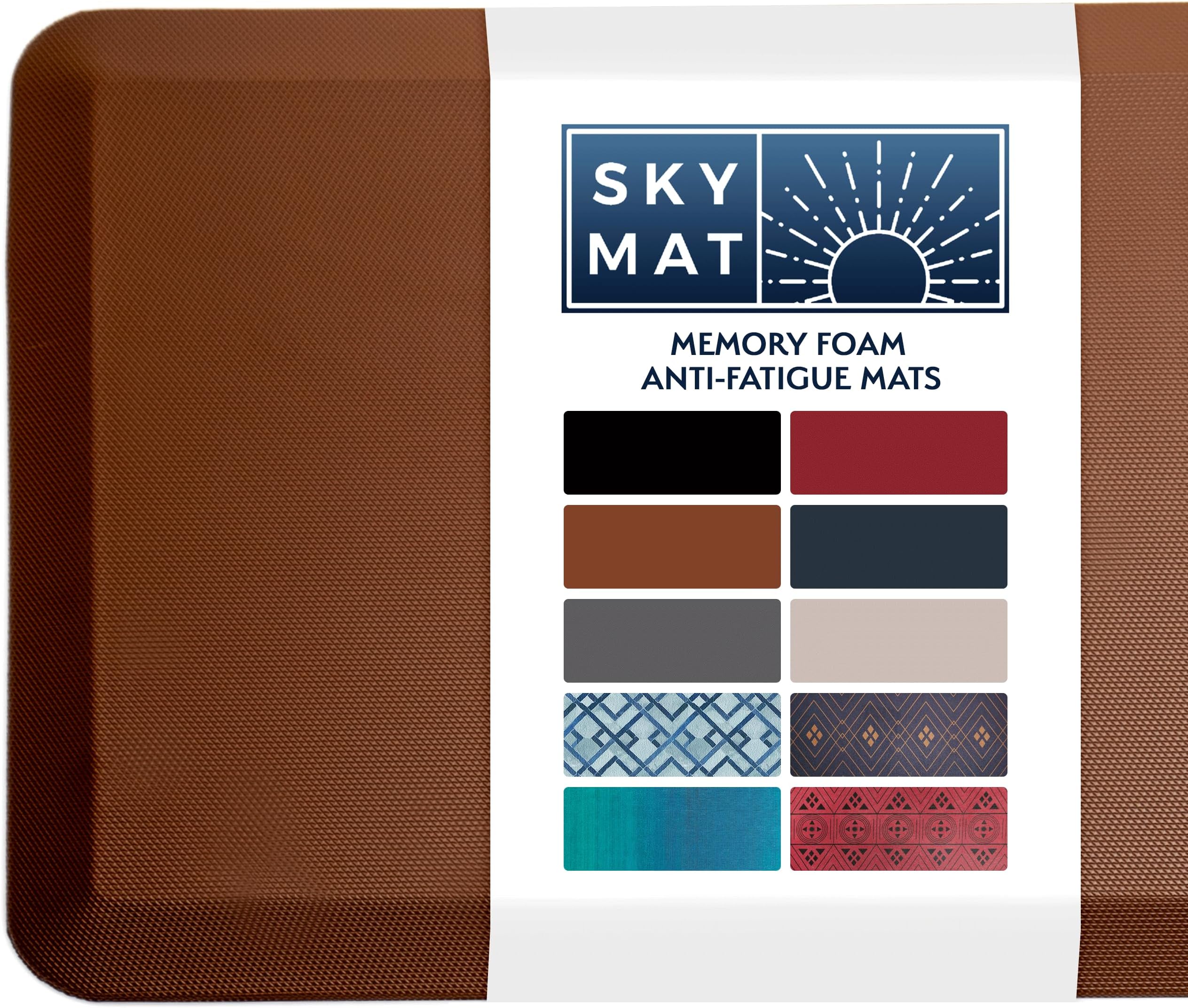Sky Solutions Anti Fatigue Floor Mat - 3/4" Thick Cushioned Kitchen Rug, Standing Desk Mat - Comfort at Home, Office, Garage - Non Slip, Durable and Stain Resistant (24" x 70", Chocolate Brown)