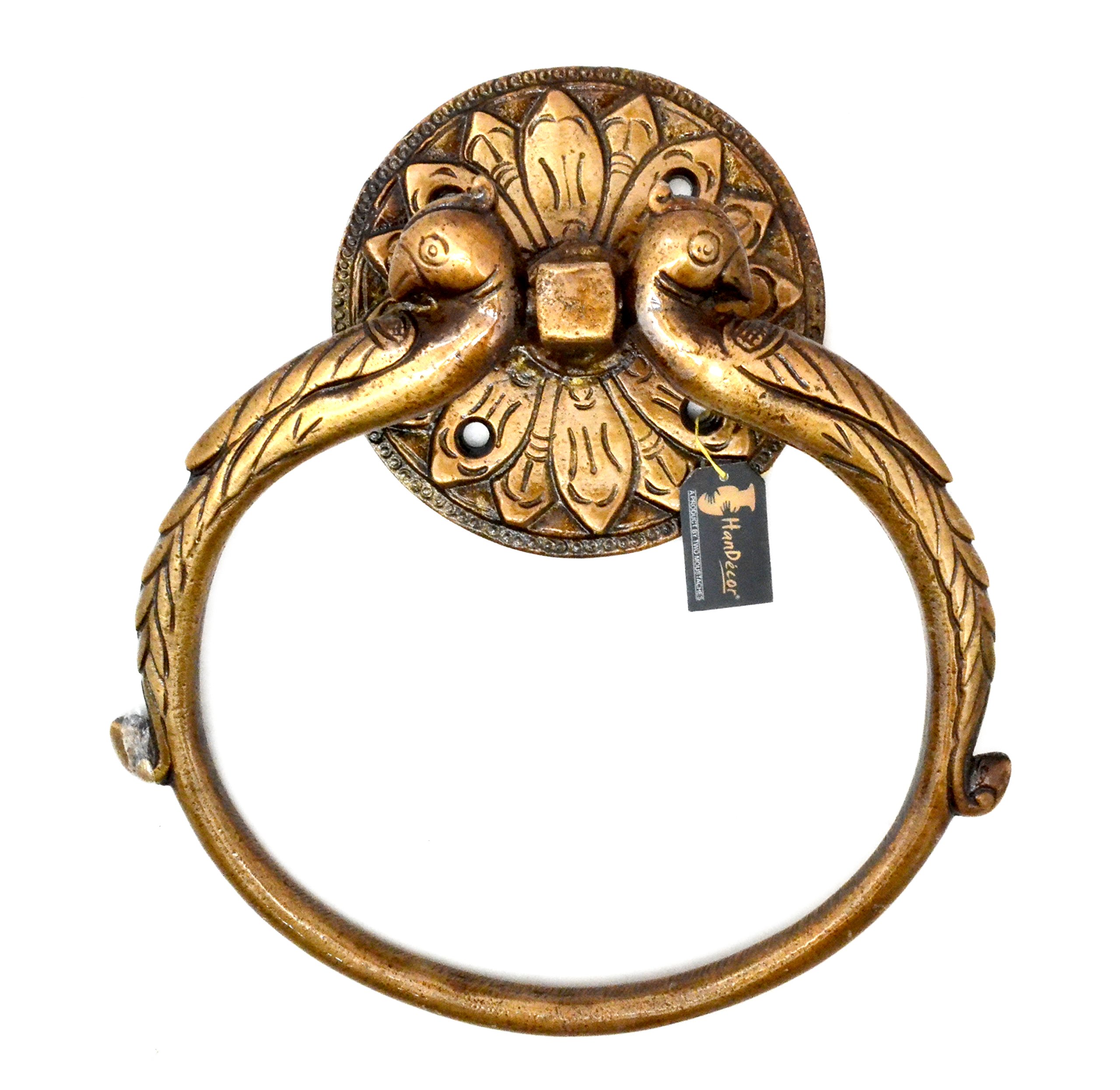 Two Moustaches Twin Peacock Design Brass Towel Hanger, Brass Towel Holder, Brass Towel Organiser, Towel Ring, Standard, Pack of 1 (B0BFL23C1Z) Amazon Price History, Amazon Price Tracker