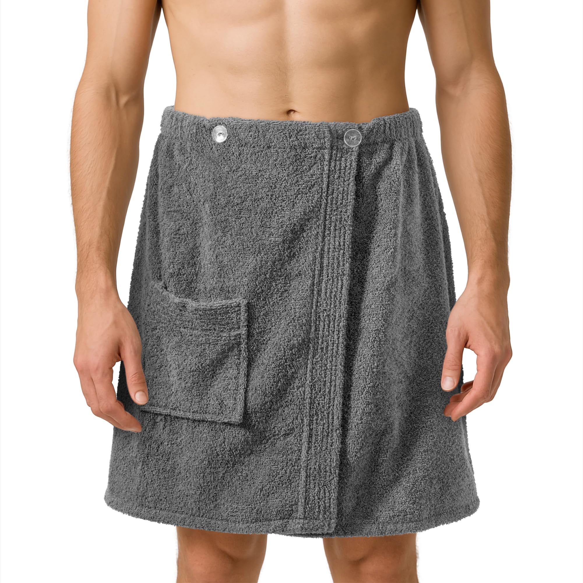 JEMIDI Męski kilt do sauny, frotte, rozmiar M-XXL, antracyt, 100% bawełna, kilt do sauny, sarong, ręcznik do sauny (męski, antracytowy, bez haftu)