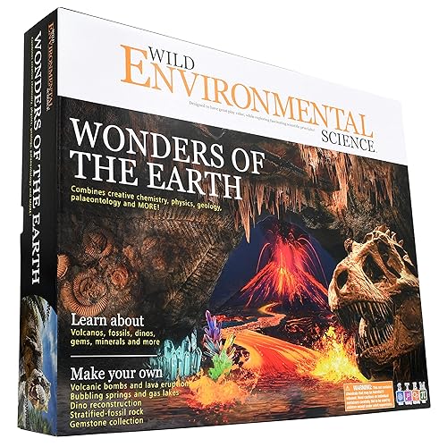 Wonders of the Earth - Kit de ciencia para mayores de 8 años - Excava fósiles, prueba minerales, crea un volcán en erupción y mucho más