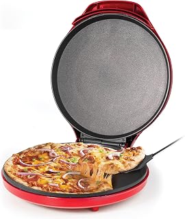 Betty Crocker 12-Inch Pizza Maker Plus Electric Indoor Grill - Nonstick for Pizzas, Quesadillas, Pancakes & More, Red