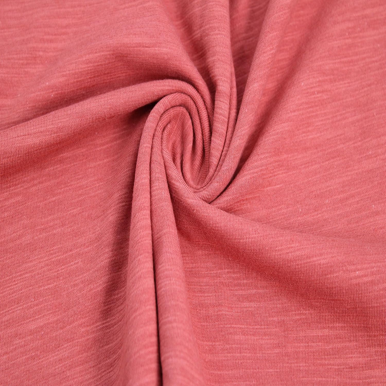 60" Width Slub Cotton Spandex Jersey Knit Fabric by The Yard- (170 GSM) Medium Weight, 2-Way Stretch, Breathable - Apparel, Casual, Activewear & Layering
