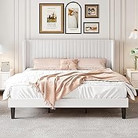 Vista 3 de SHA CERLIN Base de cama de terciopelo tamaño King con cabecera capitoné de canal vertical, plataforma tapizada con listones de madera, no necesita