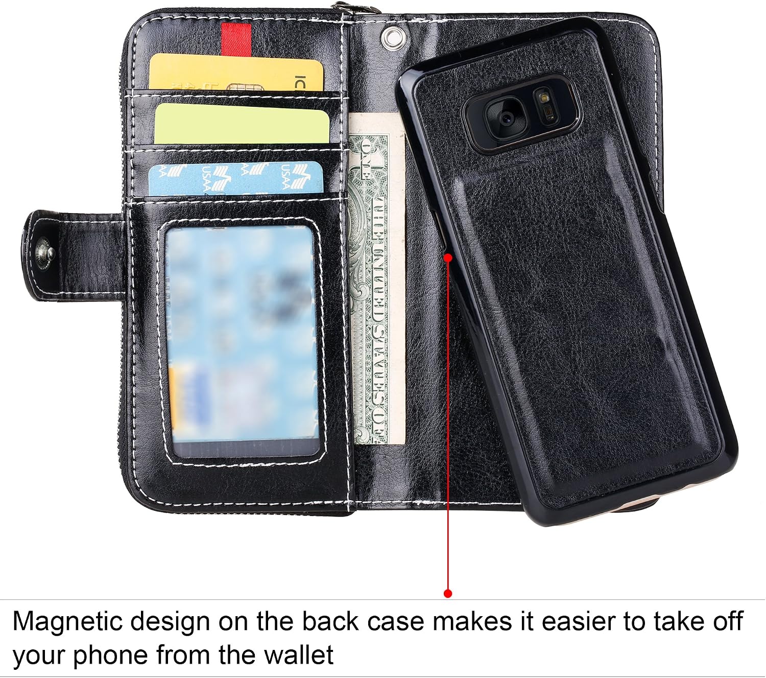 E LV Purse Case for Galaxy S8 - Case Cover PU Leather Flip Folio Wallet Purse Case Cover for Samsung Galaxy S8 - [Black]