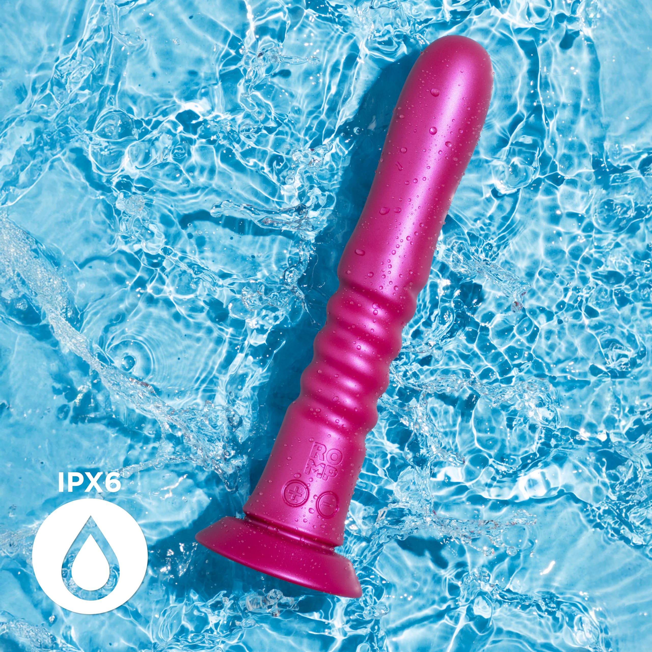 ROMP Jiggle Consolador Vibrador con Empuje para Mujer | Juguete Sexual con Ventosa Fuerte | 6 Intensidades y 4 Patrones | Silicona Recargable Resistente al Agua | Placer Manos Libres